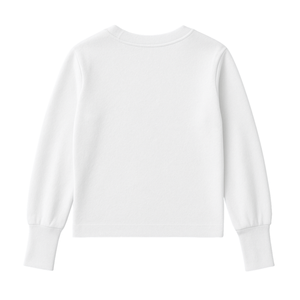 T-shirt blanc à manches longues pour femme, poignets côtelés, 100% coton biologique de luxe, pré-rétréci, certifié GOTS, coupe classique, doux et premium - Product Image 2