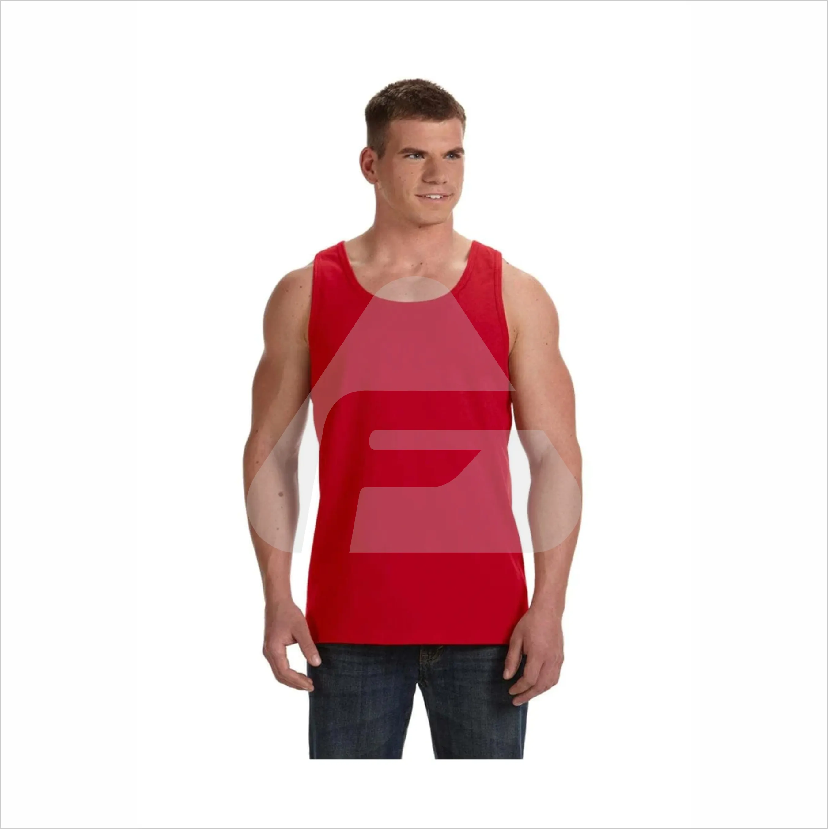 जिम फिटनेस पहनने 100 कपास 170GSM जिम टैंक टॉप पेशी फिट घुमावदार हेम फिटनेस शर्ट कसरत कपड़े पुरुषों के टैंक में सबसे ऊपर