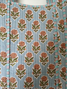 Sky Blue Eco-Friendly Large Floral Print Women's Tote <b>Bag</b> Beautiful Indian Cotton Quilted Daily Shopping <b>Travel</b> Open Closure - Product Image 3