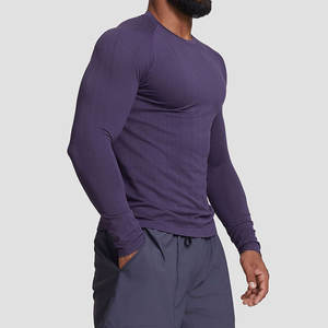 T-shirt de sport de compression pour homme, couleur unie, personnalisé, confortable, manches longues, pour la course à pied, impression de logo personnalisée - Product Image 2