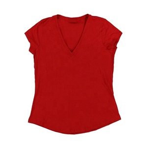 Camiseta de manga media con cuello redondo para mujer, ropa informal 100% de algodón/poliéster de alta calidad, bordada con logotipo de impresión personalizada - Product Image 4