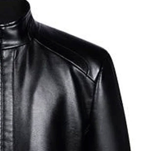 Chaqueta de piel de oveja para hombre personalizada al por mayor, elegante chaqueta de piel de motocicleta negra de alta calidad a la moda para hombre - Product Image 2