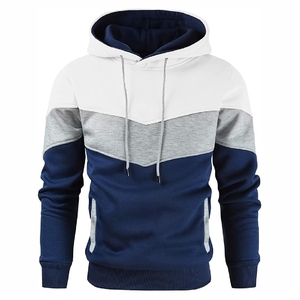 Sweat à capuche tendance blanc, gris et bleu, style streetwear moderne et décontracté avec poche kangourou, prix de gros abordable - Product Image 6