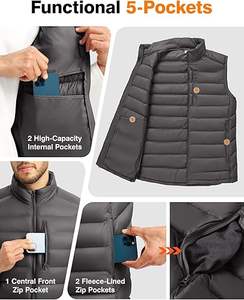 Meilleur prix 100% polyester Gilet matelassé pour homme Vêtement d'extérieur décontracté d'hiver Respirant Personnalisé Haute qualité Fermeture éclair Col en V - Product Image 2