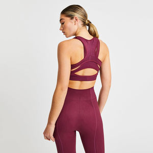 Vente en gros Ensemble de 2 pièces pour femmes de haute qualité Yoga Fitness Gym Logo Plaid personnalisé Vêtements légers respirants - Product Image 4