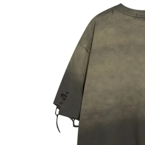 Camisetas desgastadas con estilo para hombre, detalle bordado elegante, Camiseta cómoda informal, Camiseta 100% de algodón estambre para uso diario de verano - Product Image 5
