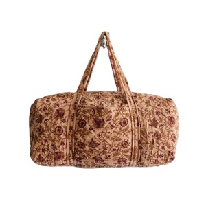 กระเป๋าวินเทจสำหรับผู้หญิงกระเป๋าทรงดัฟเฟิลพิมพ์ลายดอกไม้สีน้ำตาลความจุมากกระเป๋าเดินทางสำหรับไปยิมเล่นกีฬาโยคะ - Product Image 1