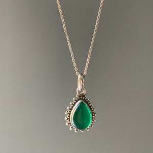 Ensemble de lunettes personnalisées en argent sterling 925 de créateur Style Boho pendentif en onyx vert poire taille brillant bijoux de charme fête de fiançailles - Product Image 3