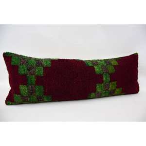 Multicolor Tartan Wool Kilim Patchwork <b>Pillow</b> 12x36 Inch Luxury Woven Cushion Vintage Leaves Design Decorative 18x18 Cushion - Product Image 3