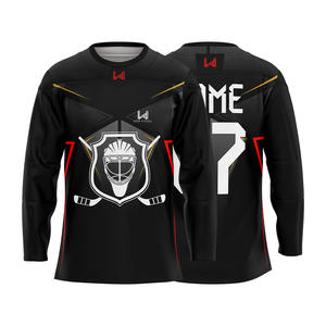 Maillots de hockey sur glace personnalisés imprimés par transfert thermique 100% polyester pour adultes, équipe, évacuation de l'humidité, respirant, extensible dans les quatre sens - Product Image 1
