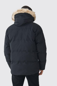 High Demanding Hooded Puffer With Removeable Faux <b>Fur</b> <b>Trim</b> In Black Windproof Warm Winter Bubble Men's Jackets Side Pockets - Product Image 2