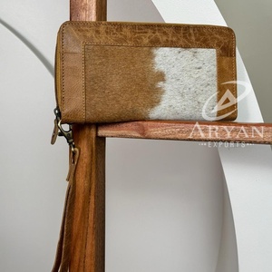 Style occidental vrais cheveux de peau de vache sur pochette en cuir élégant femmes portefeuille en cuir de haute qualité multi utilisations bracelet cadre embrayage - Product Image 1