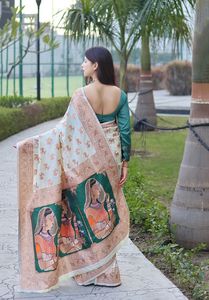 DERNIER DESIGNER HEAVY GEORGATTE IMPRIMÉ DORÉ ZARI PAITHANI PLUS GRAND PALLU SAREE - Product Image 5