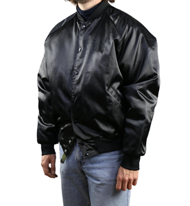 Blouson aviateur universitaire en satin bleu à bouton-pression vintage pour hommes très vendu avec logo personnalisé pour hommes - Product Image 2