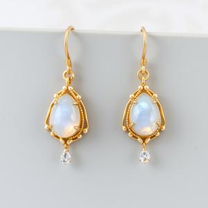 Boucles d'oreilles en argent sterling 925 et plaqué or 18 carats pour femmes boucles d'oreilles arc-en-ciel blanc naturel accessoire de mariage à la mode - Product Image 3