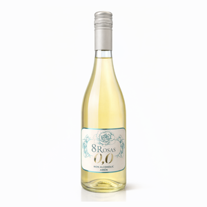 8 Rosas Vino Bianco Analcolico 100% Airen 0.0% ABV Vino Spagnolo Senza Alcol 750ml - Product Image 1