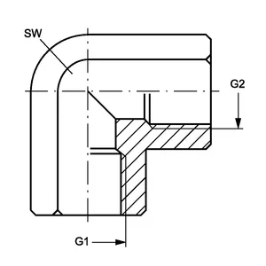 Adaptateur femelle BSP W90 IR pour outils hydrauliques, accessoires en zinc nickelé, connexion crémaillère et pignon - Product Image 2
