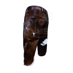 กางเกงขาสั้นหนังวัวแท้สำหรับผู้ชาย สไตล์ลำลอง เรียบง่าย เป็นมิตรกับสิ่งแวดล้อม หรูหรา ทำมือ แฟชั่นนักขี่มอเตอร์ไซค์ - Product Image 5