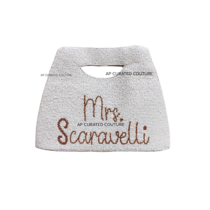 Bolso de mano hecho a mano con cuentas y asas de bambú en forma de V Bolsa de cosméticos con temática marina única para cada ocasión - Product Image 2