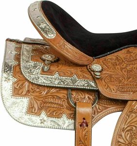 MONTURA WESTERN SHOW DE CUERO VENTA CALIENTE CON TALLA A MANO CON PRODUCTOS DE ECUESTRE DE AJUSTE CHAPADO EN PLATA A PRECIO ASEQUIBLE - Product Image 5