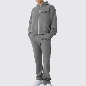 Survêtements de jogging personnalisés avec impression de logo, broderie, ensemble pantalon de survêtement et sweat à capuche zippé, survêtement en molleton technique - Product Image 4