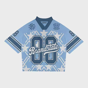 T-shirt court Streetwear personnalisé de football américain 7V7 pour hommes-T-shirt imprimé par sublimation à séchage rapide maille d'entraînement Boxy surdimensionné - Product Image 1