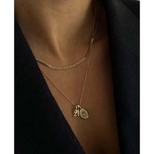 Collar con Colgante de Acero Inoxidable con Número de la Suerte, Chapado en Oro, Estilo Religioso con Circonita como Piedra Principal, Joyería de Regalo - Product Image 1