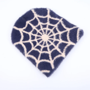 Gorros de invierno nuevos Unisex de alta calidad, gorros de punto personalizados Jacquard Spider Web Mohair adultos niños, gorros personalizados, gorro para niño - Product Image 4