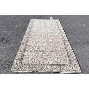 พรมตุรกี ขนาด 4.5x8.6 ฟุต พรมวินเทจ พรมขนสัตว์สีขาวล้วน - Product Image 1