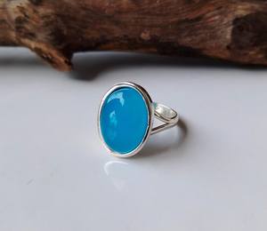 แหวนเงินสเตอริ่งชุบเคลือบสีธรรมชาติขนาด7x9มม. เครื่องประดับแฟชั่นทำมือแหวนเงินแท้สุด925 - Product Image 1