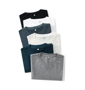 Kaus olahraga kasual logo kustom kelas berat untuk pria kaus kain kualitas tinggi untuk pesanan jumlah besar dibuat 100% katun polos