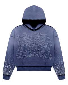 360 GSM hiver surdimensionné à manches longues lavage à l'acide sérigraphie survêtement lourd français éponge polaire Vintage strass - Product Image 4