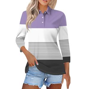 100% Cotton Quick-Dry Women's Shirt Stylish Breathable Printed Polo Shirts <b>Top</b> Quality Wholesale Polo Shirts for Women - Product Image 2