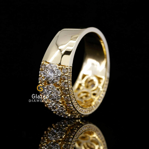 New Men's 925 <b>Sterling</b> <b>Silver</b> <b>Wedding</b> <b>Band</b> Fully Iced Out with Eye-Catching Lab Grown VVS Diamonds Hip Hop Style Rhodium Plated - Product Image 4