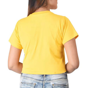 Camiseta Corta Amarilla para Mujer, con Estampado de Perro de Dibujos Animados, Cuello Redondo, Manga Corta, Informal, 100% Algodón Jersey, Corte Regular - Product Image 2