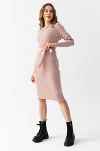 Robe en tricot pour femmes, col rond, manches longues, flexible, chaude, détail ceinture, haute qualité, nouvelle mode d'hiver, services OEM personnalisables - Product Image 6