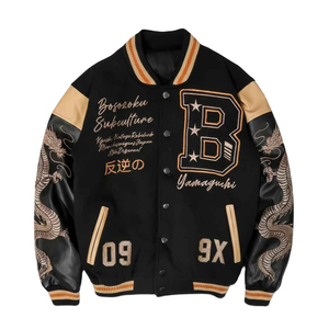 Chaqueta universitaria unisex clásica, ropa de abrigo cálida de bombardero de béisbol para el equipo escolar universitario o la moda informal diaria - Product Image 1