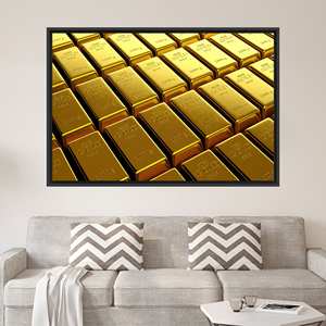 Modern Gold Bars Canvas Print - Elegant Wall Decor for Living Room,1P:Black <b>Framed</b> - Product Image 1