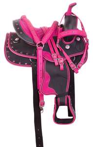 Selle de cheval adulte occidentale synthétique en cuir léger pour sports équestres - Product Image 2