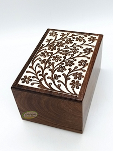 Suministros funerarios de calidad superior para adultos, urna de cremación para cenizas, flores con diseño blanco, urna funeraria adecuada para el cementerio - Product Image 6