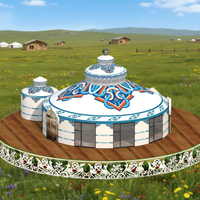 Tente de glamping de luxe quatre saisons en toile de coton + tissu Oxford PVC, type tube, installation facile, style mongol, surface de 9 à 30 m²