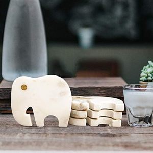 Hiện đại thanh lịch voi đá cẩm thạch tự nhiên Inlay Coaster cao đế lót ly sang trọng thiết lập cho nhà bếp bảng bảo vệ trang trí nội thất Thảm miếng đệm - Product Image 4