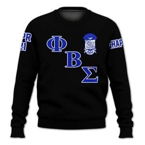 Phi Beta Sigma 1914 pull en tricot acrylique grec bleu blanc Chenille Sigma Beta lettres de fraternité pull vêtements - Product Image 3
