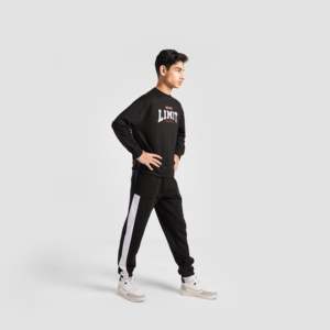 100% Cotton Limitless <b>Fleece</b> Sweatshirt (<b>Black</b>) XL Size 3D Embroidered Acid Washed Screen Printed with Solid Pattern - Product Image 4