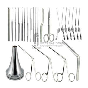 Instruments chirurgicaux en acier inoxydable manuels de qualité supérieure, plateau de stérilisation pour la chirurgie de l'oreille moyenne, 28 pièces - Product Image 1