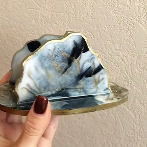 PRODUCTOS CALIDAD SOPORTE DE TEJIDOS DE RESINA ATRACTIVO DECORATIVO Soporte de pañuelos hecho a mano para comedor Uso en la cocina Almacenamiento de servilletas - Product Image 1