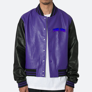Chaqueta Bomber de Cuero Genuino para Hombre, Personalizada OEM, de Alta Calidad, Estilo Universitario, con Cuello Alto, Resistente al Viento, con Logotipo Frontal - Product Image 4