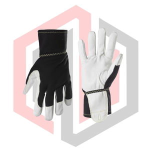 Gants de soudage blancs et noirs TIG/MIG, paume renforcée, antistatiques, résistants aux déchirures, poignet droit, cuir sans poudre de silicone, 11 oz - Product Image 4