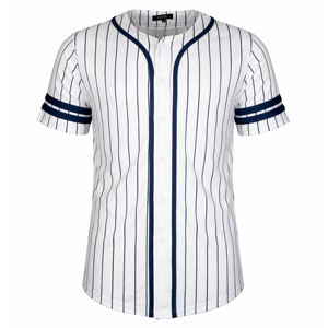 T-shirt de baseball à rayures pour homme, col en V boutonné, 100 % polyester, respirant, séchage rapide, streetwear d'été, haut de sport - Product Image 6