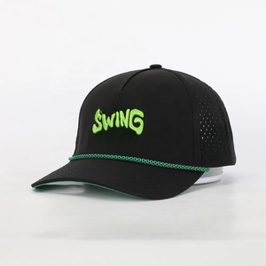 VN Wholesale Personnalisable Chapeau de golf à 5 panneaux Trous découpés au laser Broderie 3D Logo 100% Polyester Bande intérieure étanche Dos en plastique - Product Image 1